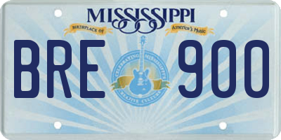 MS license plate BRE900