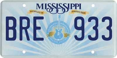 MS license plate BRE933