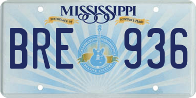 MS license plate BRE936