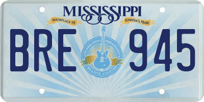 MS license plate BRE945