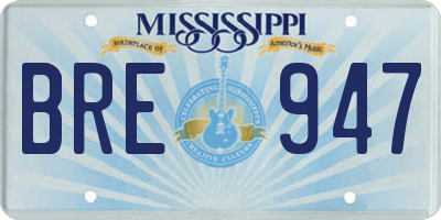 MS license plate BRE947
