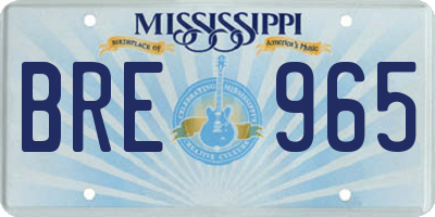 MS license plate BRE965