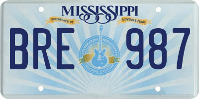 MS license plate BRE987