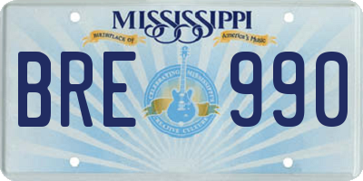 MS license plate BRE990