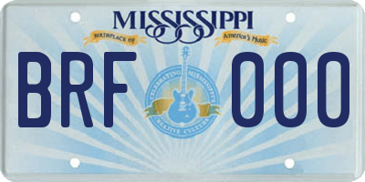 MS license plate BRF000