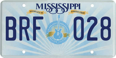 MS license plate BRF028