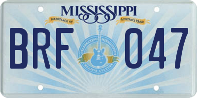 MS license plate BRF047