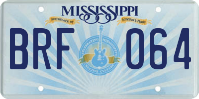 MS license plate BRF064