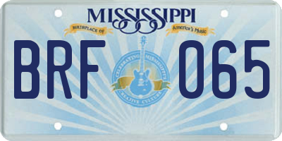 MS license plate BRF065