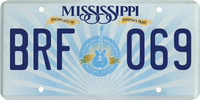 MS license plate BRF069