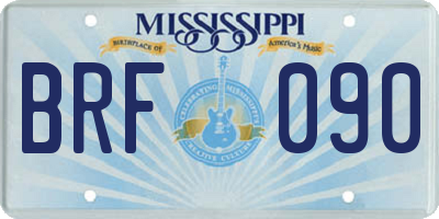MS license plate BRF090