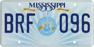 MS license plate BRF096
