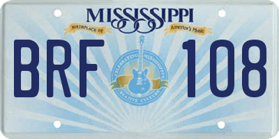 MS license plate BRF108