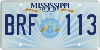 MS license plate BRF113