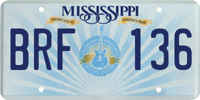 MS license plate BRF136
