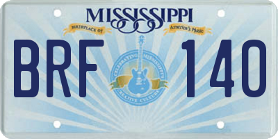 MS license plate BRF140