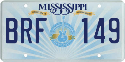 MS license plate BRF149