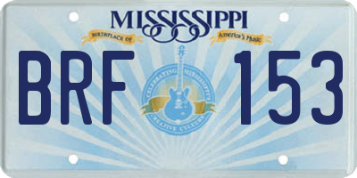 MS license plate BRF153