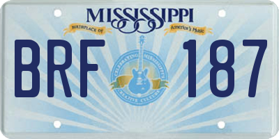 MS license plate BRF187