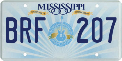MS license plate BRF207