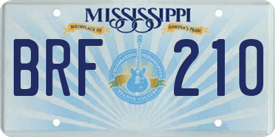MS license plate BRF210