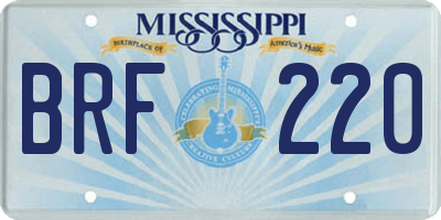 MS license plate BRF220