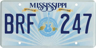 MS license plate BRF247