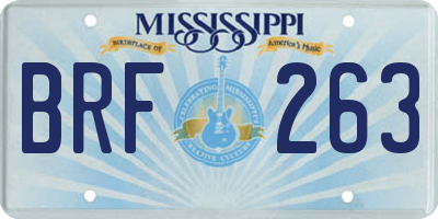MS license plate BRF263