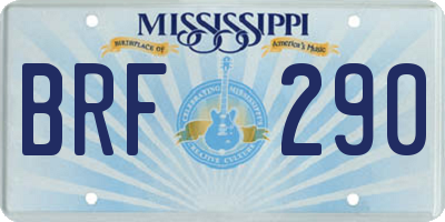 MS license plate BRF290