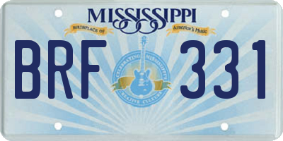 MS license plate BRF331