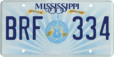 MS license plate BRF334