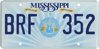 MS license plate BRF352