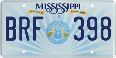 MS license plate BRF398