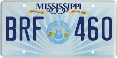 MS license plate BRF460