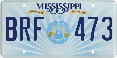 MS license plate BRF473