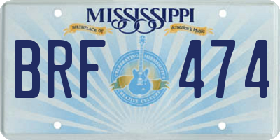 MS license plate BRF474