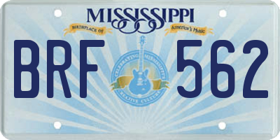 MS license plate BRF562
