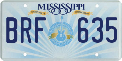 MS license plate BRF635