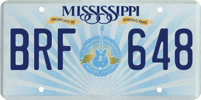 MS license plate BRF648