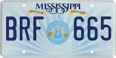 MS license plate BRF665