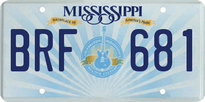 MS license plate BRF681