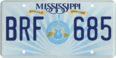 MS license plate BRF685
