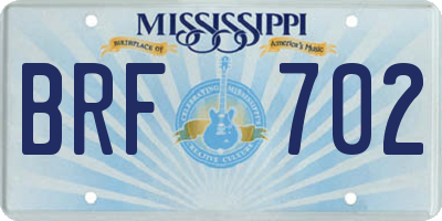 MS license plate BRF702