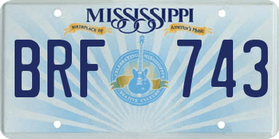 MS license plate BRF743