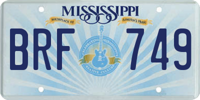 MS license plate BRF749