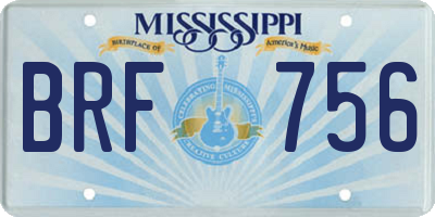 MS license plate BRF756
