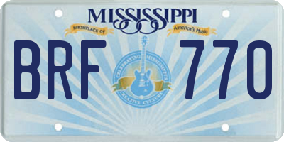 MS license plate BRF770