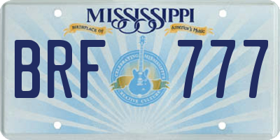 MS license plate BRF777