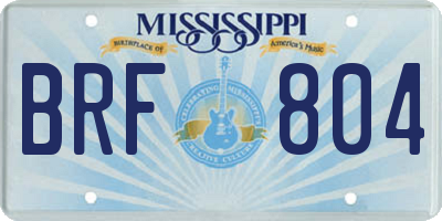 MS license plate BRF804