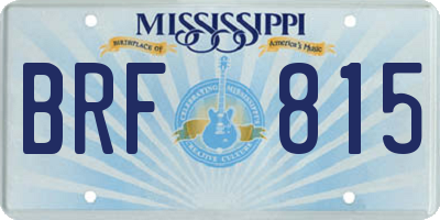 MS license plate BRF815